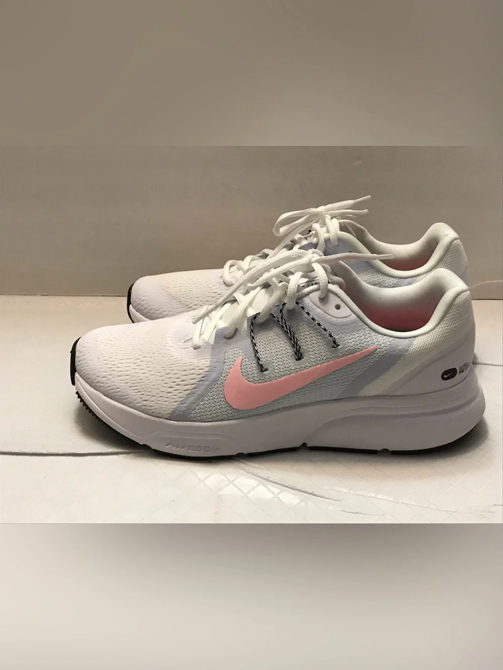 Nike White Sneakers with Pink Insole and pink Swoosh